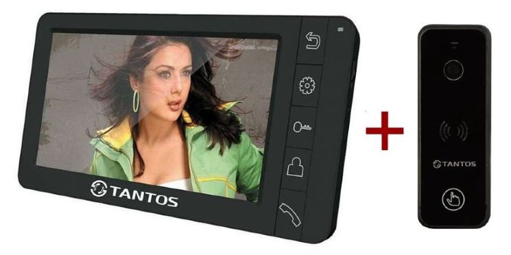 Комплект Tantos Amelie SD + iPanel 1 (черный) видеодомофон и вызывная панель