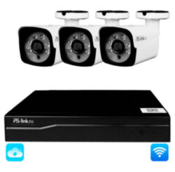 Комплект видеонаблюдения WIFI 3Мп  KIT-W303TB беспроводной, 3 камеры для улицы, удаленный доступ