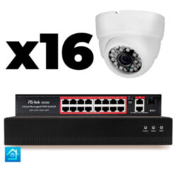 Комплект видеонаблюдения IP 5Мп  KIT-A516IP-PL 16 камер, программный датчик движения, удаленный доступ, ночное видение, умный коммутатор