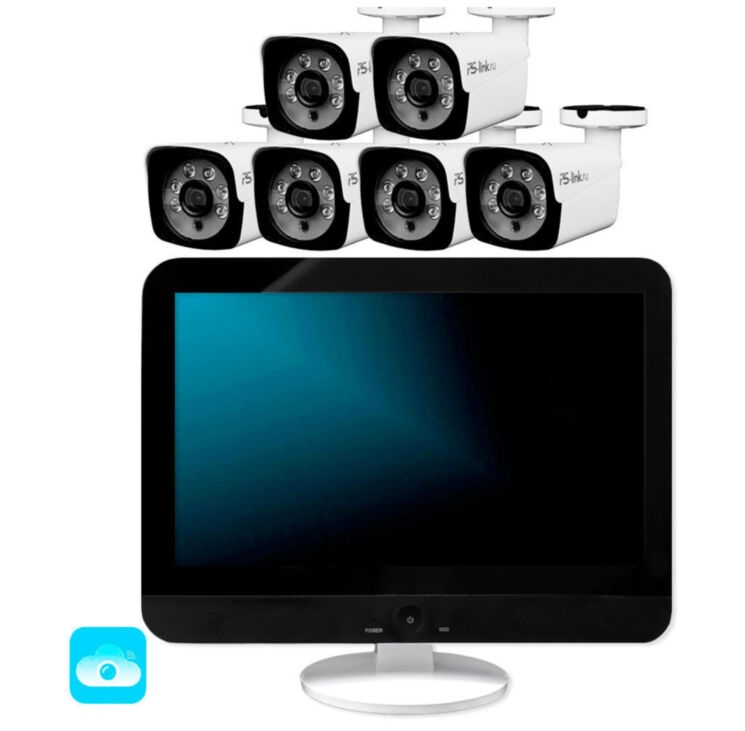 Комплект видеонаблюдения WIFI с монитором 3Мп KIT-W306TB-M беспроводной, 6 камер для улицы, удаленный доступ