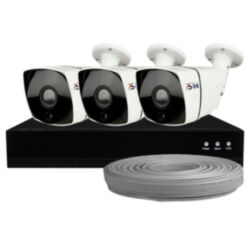 Комплект видеонаблюдения IP 2Мп  KIT-C203IP-POE 3 камеры с ночной съемкой для улицы, с датчиком движения, питание PoE