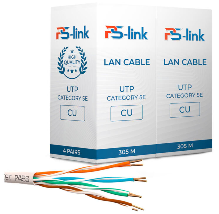 Кабель UTP4 cat.5E СU 305 метров Ps-Link UTP-CU305 медный
