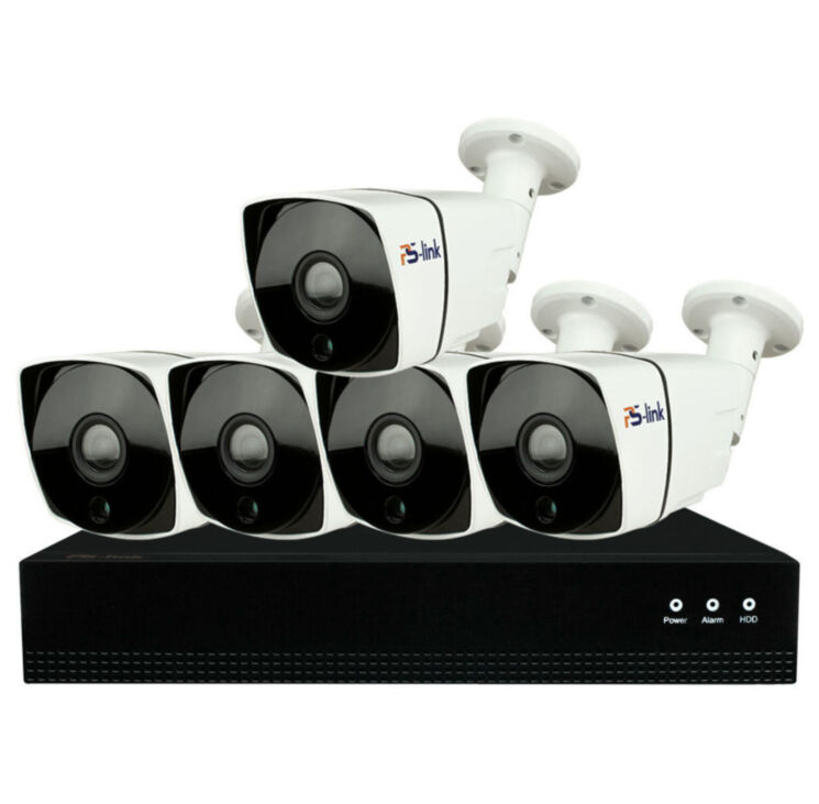 Комплект видеонаблюдения IP Ps-Link KIT-C805IP-POE / 8Мп / 5 камер / питание POE