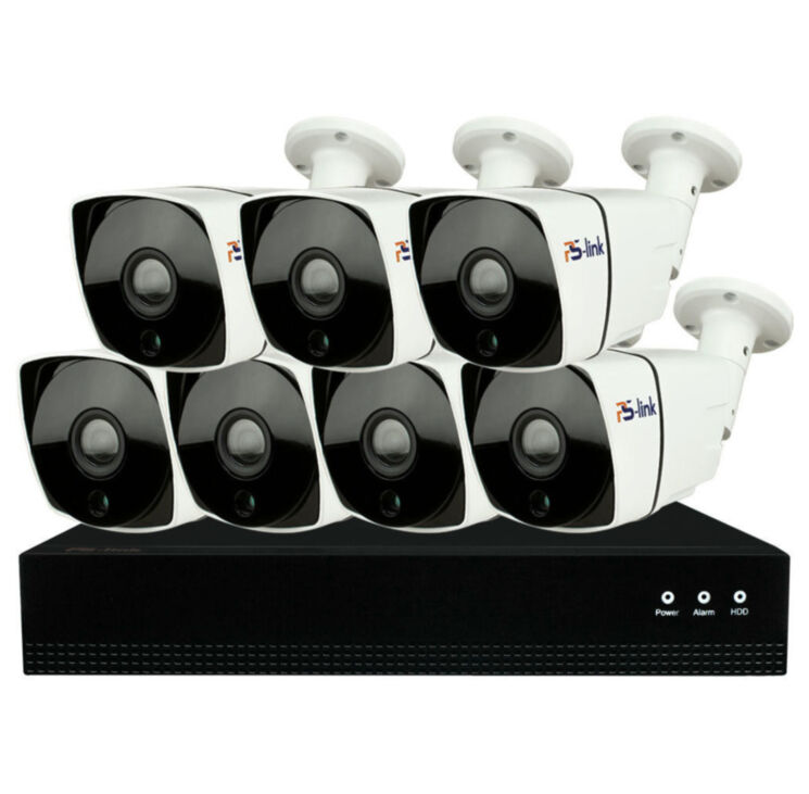 Комплект видеонаблюдения IP Ps-Link KIT-C807IP-POE / 8Мп / 7 камер / питание POE