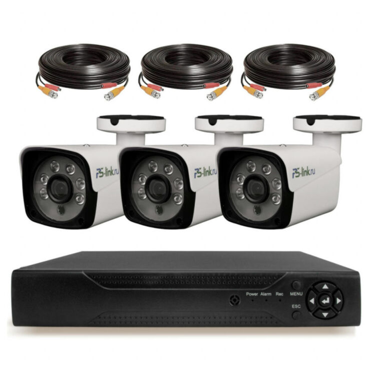 Комплект видеонаблюдения AHD 2Мп Ps-Link KIT-C203HD / 3 камеры