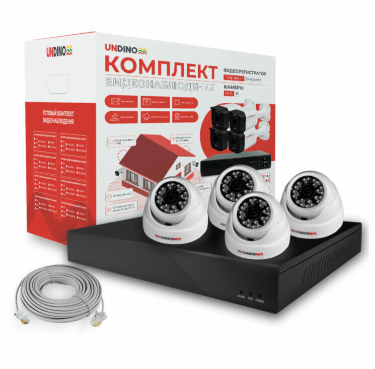 Комплект видеонаблюдения IP Undino UD-ED204-POE / 2Мп / 4 камеры / POE