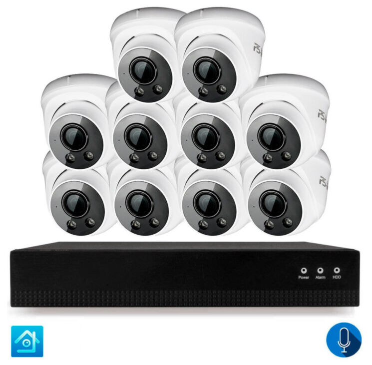 Комплект видеонаблюдения IP 5Мп KIT-A510IPM-POE 10 камер с микрофоном для помещения, питание PoE, ночная съёмка