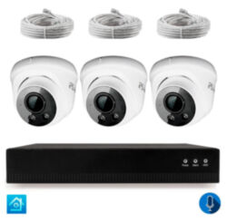 Комплект видеонаблюдения IP 8Мп  KIT-A803IPM-POE 3 камеры 8Мп с микрофоном для помещения, питание PoE, ночная съёмка