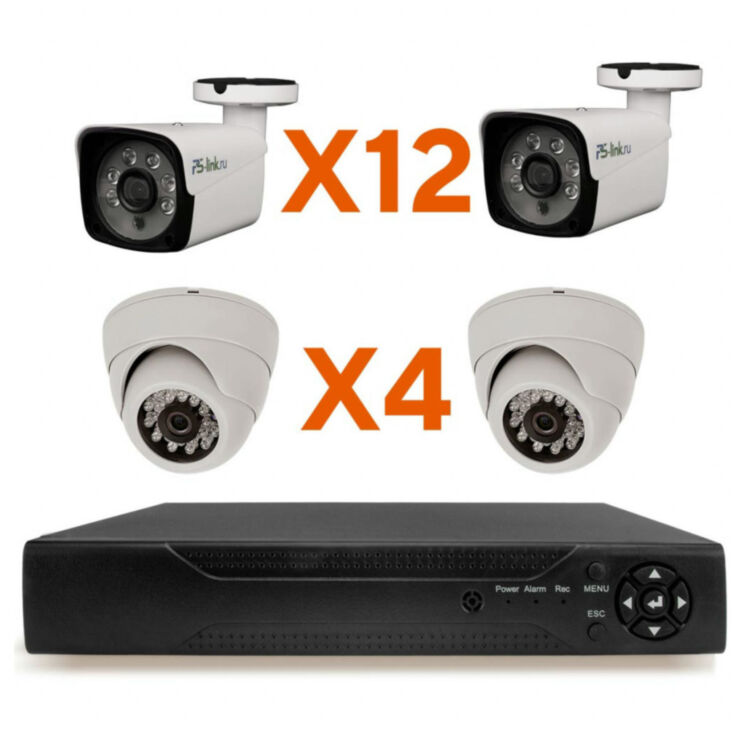 Комплект видеонаблюдения AHD 2Мп Ps-Link KIT-B2412HD / 16 камер