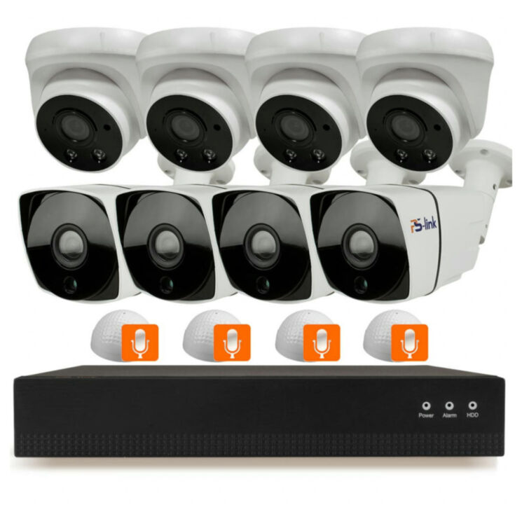 Комплект видеонаблюдения IP Ps-Link KIT-B208IPMX-POE / 2Мп / 8 камер / запись звука