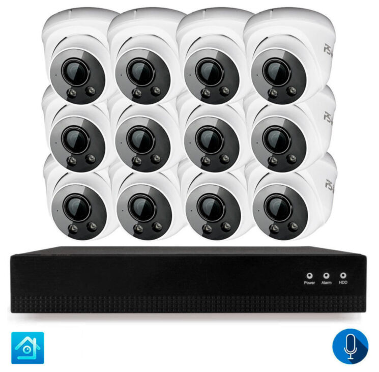 Комплект видеонаблюдения IP 8Мп KIT-A812IPM-POE 12 камер с микрофоном для помещения, питание PoE, ночная съёмка