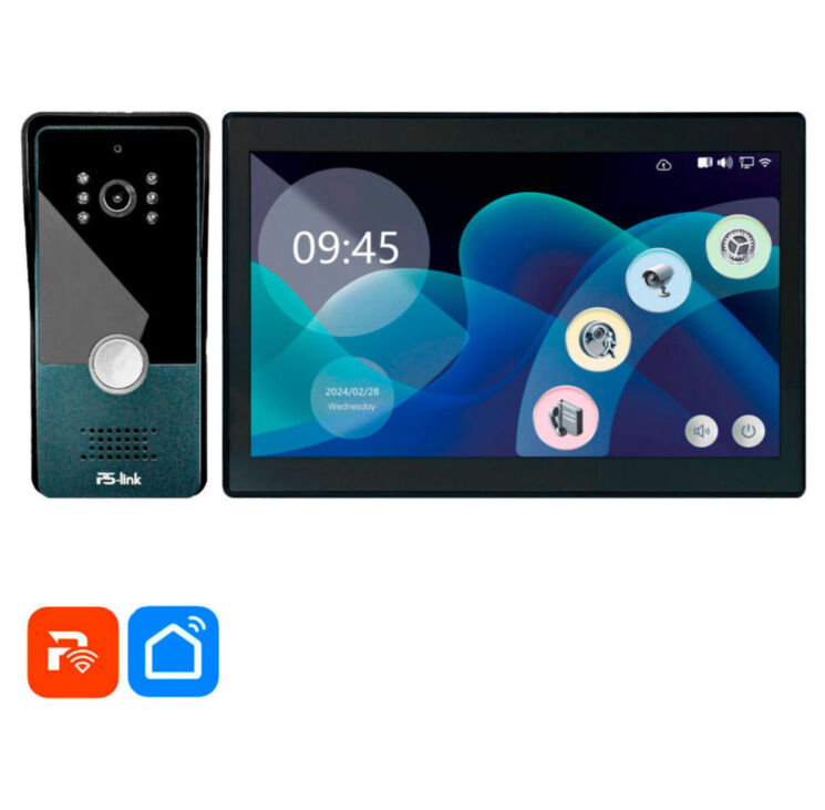Комплект проводного WIFI видеодомофона KIT-185DP-306CR-B детекция движения, интерком, реле для замка