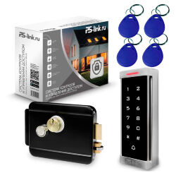 Система СКУД  KIT-T6MF-B на 1 дверь, металлическая сенсорная панель, 2000 Mifare ключей, замок черный, тип закрытый