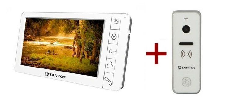 Комплект Tantos Amelie SD + iPanel 1 (белый) видеодомофон и вызывная панель