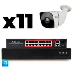 Комплект видеонаблюдения IP 5Мп  KIT-C511IP-PL 11 камер для улицы, программный датчик движения, удаленный доступ, ночное видение, умный коммутатор